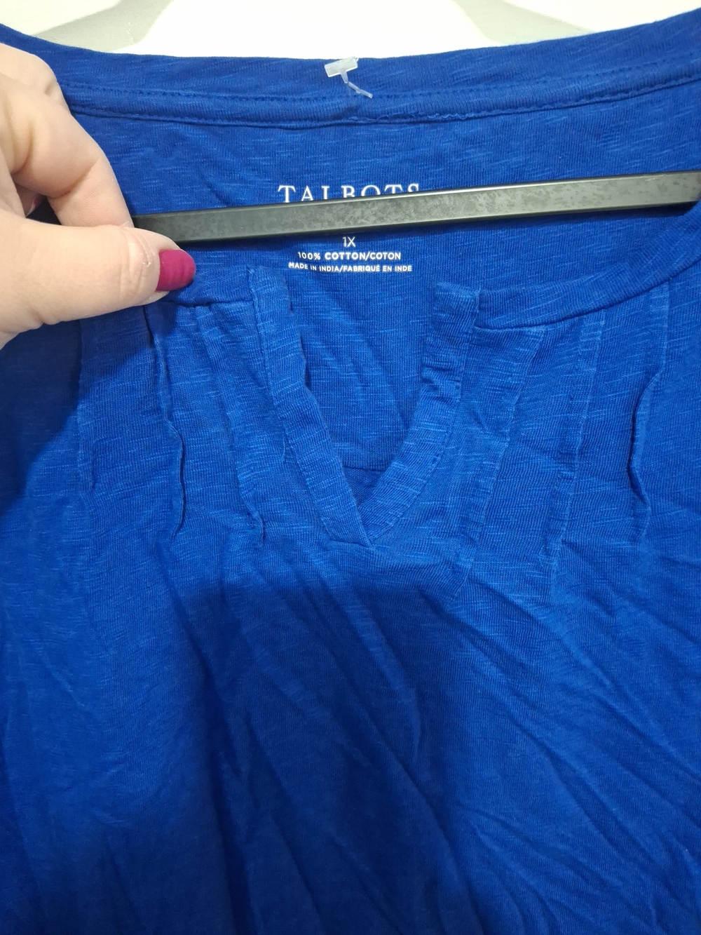 Talbots Women's Blue Cotton V-Neck Top